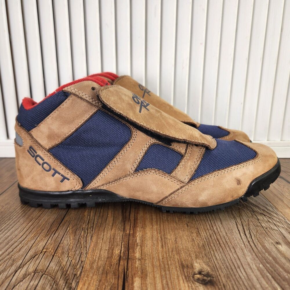 VTG Scott OverRock Cycling Shoes Mens Size 8.25 Brown Blue Suede Mountain Biking